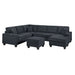 5 Piece Sectional Set With USB Port Left Arm Loveseat Chaise Right Arm Loveseat Corner Wedge Armless Chair Ottoman Upholstered - Black / Slate Home Essentials