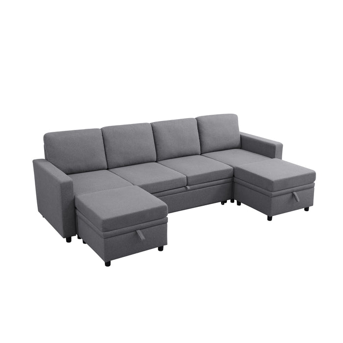 Extra Wide U - Shape Convertible Sleeper Sofa Bed With Dual Storage Ottoman Home Essentials