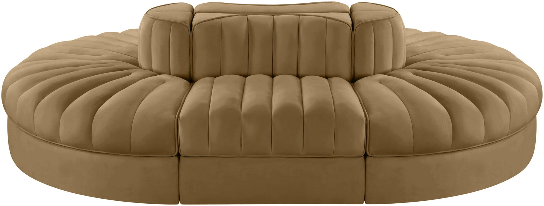 Rummi - Oval Velvet Performance Fabric Upholstered 6 Piece Modular Sectional Meridian Furniture