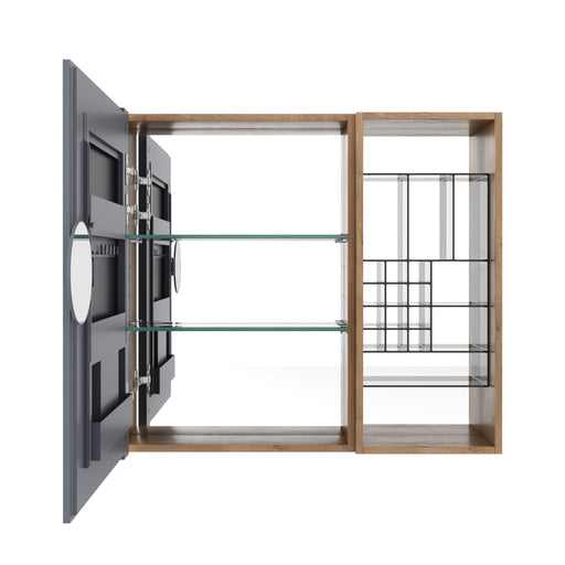Wall Mounted Bathroom Mirror Cabinet With Adjustable Shelves - Imitative Oak Home Essentials
