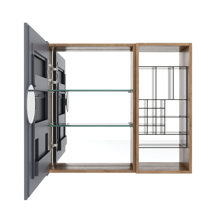 Wall Mounted Bathroom Mirror Cabinet With Adjustable Shelves - Imitative Oak Home Essentials