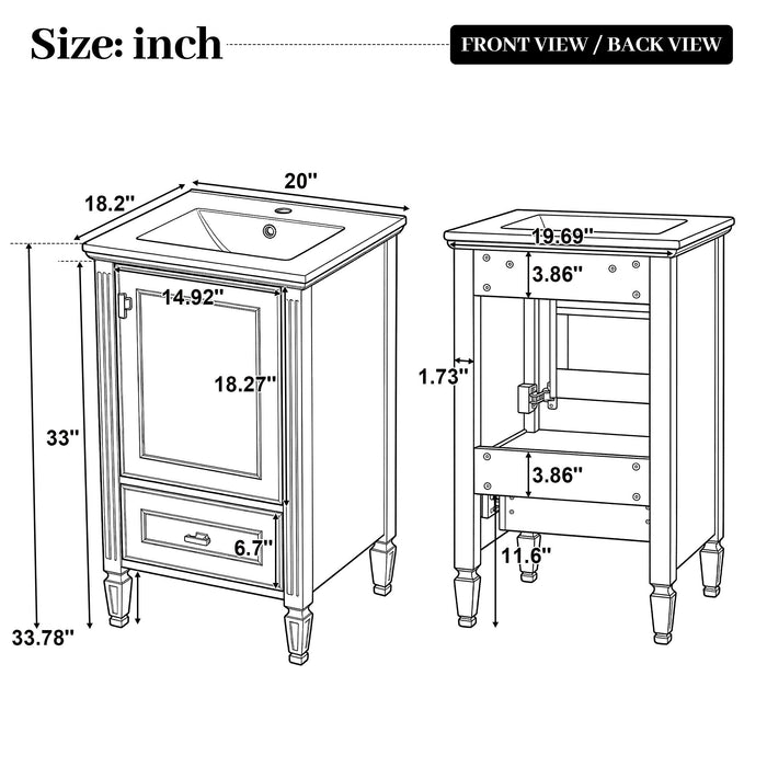 Retro Bathroom Vanity With Sink Noble House