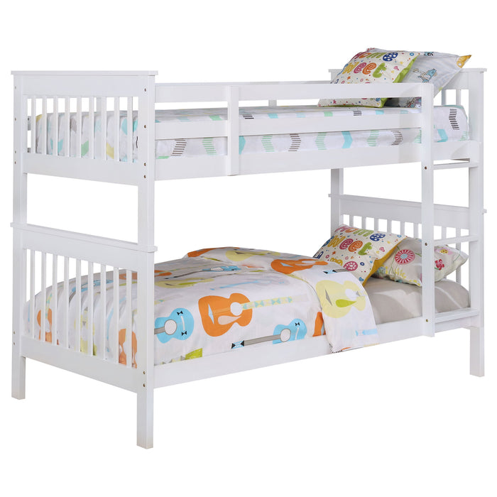 Madison - Twin Over Twin Bunk Bed With Slatted Design - White