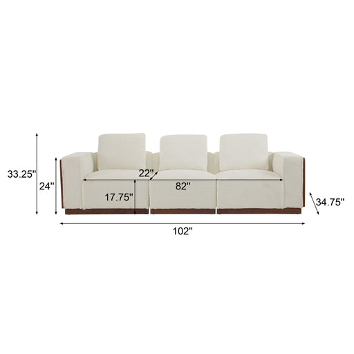 Chita - Sectional Sofa 3 Seater With Light Strip - Beige Noble House