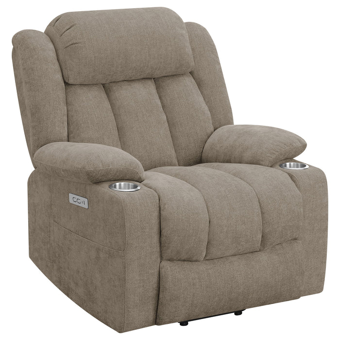 Beca - Upholstered Power Lift Recliner With Cupholders And USB Charging Furniture Max
