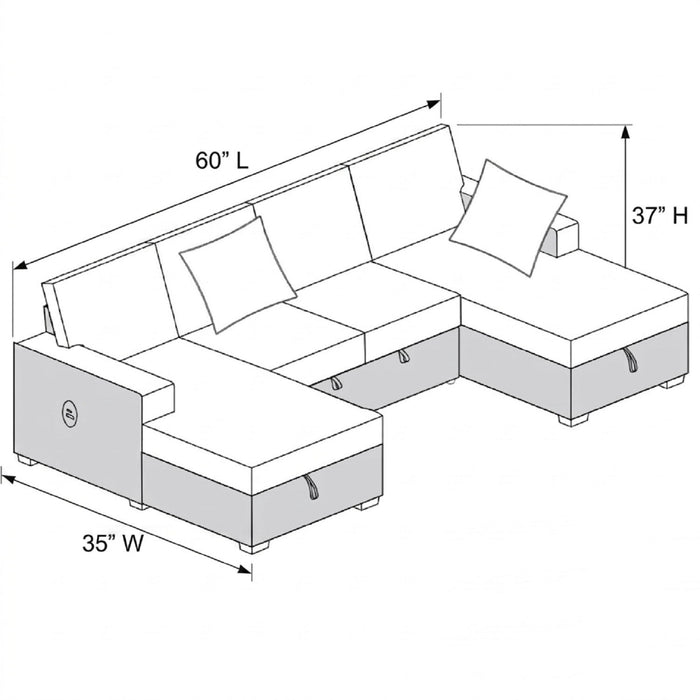 Convertible Sectional Upholstered Sleeper Sofa With Storage Chaise Home Essentials