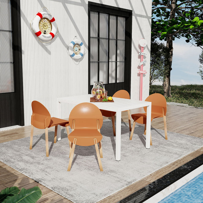 4 Piece Set Of Single Chairs With Long Table Home Essentials