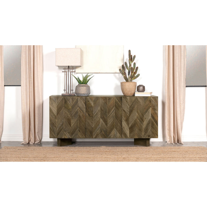 Roman - 3 Door Server With Chevron Design - Brown Furniture Max
