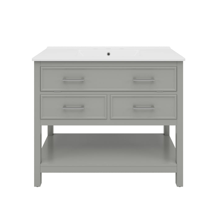 Bathroom Vanity With Ceramic Sink, Tip Out Tray & 2 Full Extension Drawers