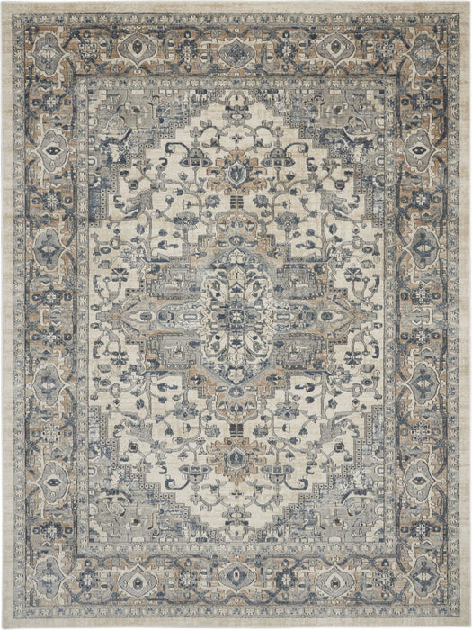 10' x 14' Floral Power Loom Polypropylene Area Rug - Ivory