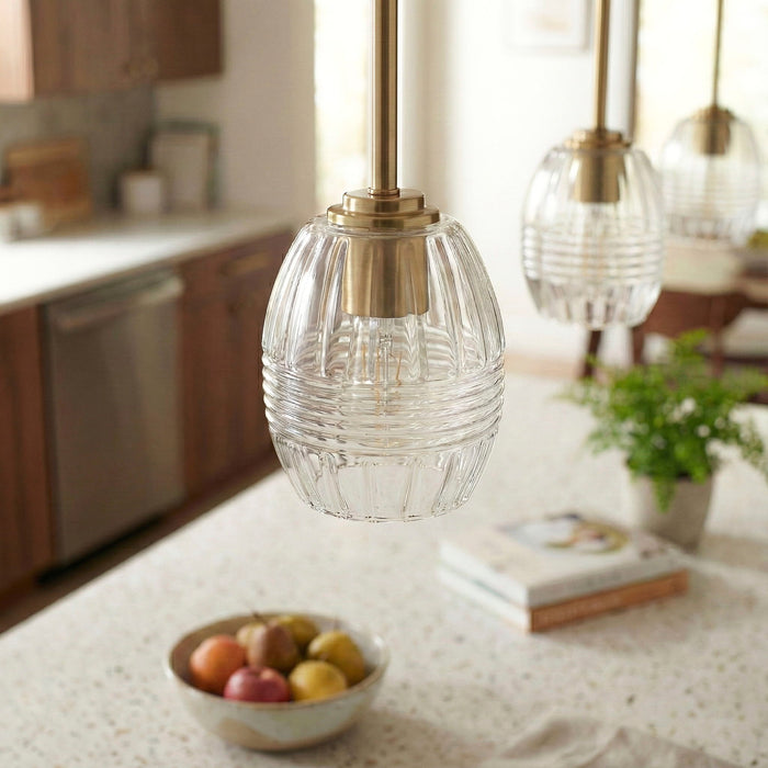 Vista - Single Pendant Chain Hanging Light - Clear / Gold Ashcroft Furniture
