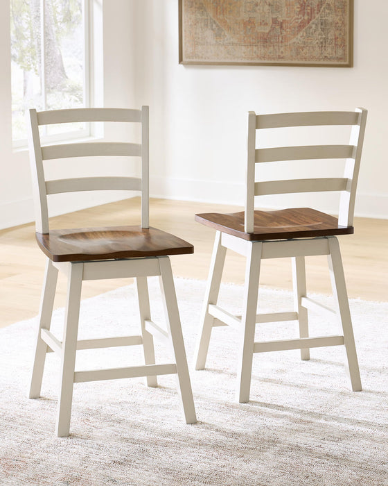Brinfern - Swivel Stool (Set of 2) - Brown / Antique White Signature Design by Ashley®
