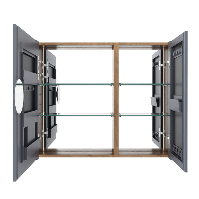 33.56" Wall Mounted Bathroom Cabinet With Adjustable Shelves - Imitative Oak Home Essentials