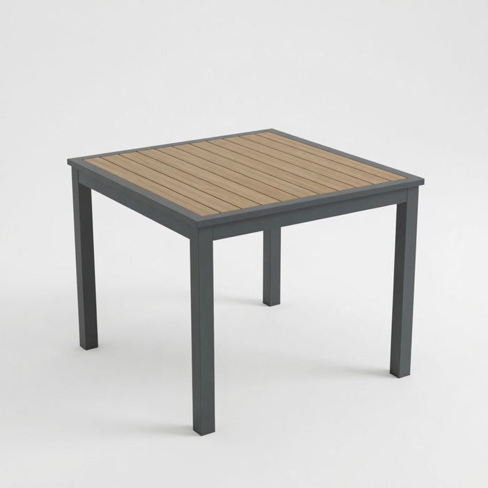 Outdoor Square Patio Slatted Dining Table - Gray Home Essentials