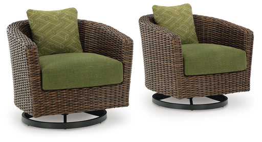 Horizon Hall - Swivel Lounge With Cushion - Brown / Green Signature Design by Ashley®
