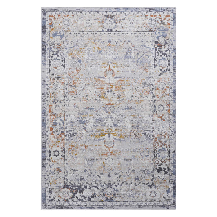 6' x 9' Traditional Non-Shedding Living Room Bedroom Dining Home Office Stylish And Stain Resistant Area Rug - Ivory / Gray