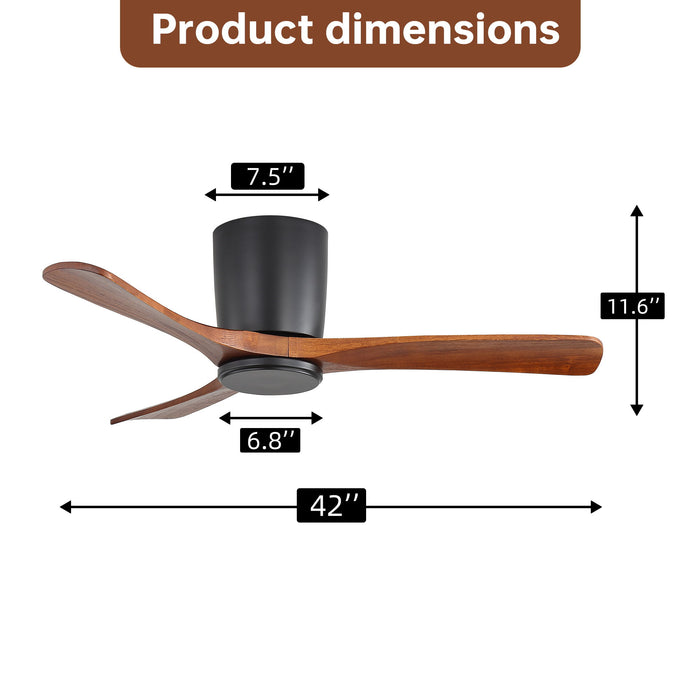 42" Flush Mount Ceiling Fan With 3 Blades, DC Reversible Motor Daily Nest