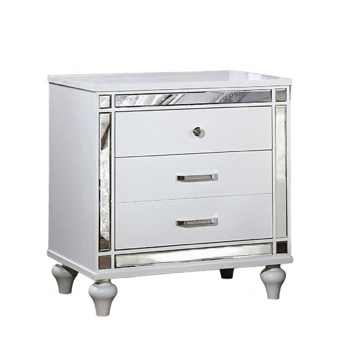 Contemporary Nightstand With Crocodile Textured Trim Home Essentials