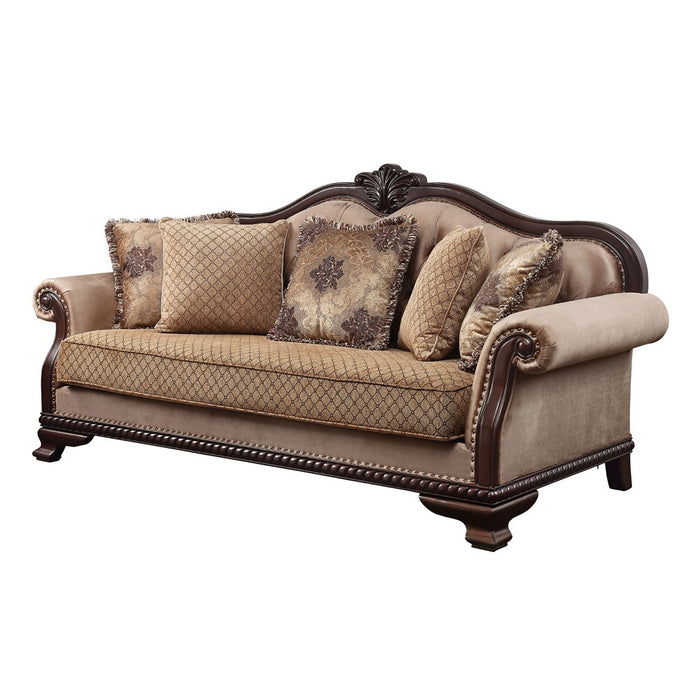 Chateau De Ville - Sofa With 5 Pillows (Same Lv01588) - Fabric & Espresso ACME