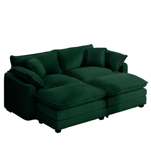 Modern Modular Cushion Sofa With Ottoman, Low Back, Deep Seating Sofa Set Home Essentials