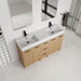 Double Sink Bathroom Vanity With 3 Drawers, Large Storage, Integrated Sink, Freestanding Cabinet, Soft Close Hardware - Glossy White / Light Oak Home Essentials