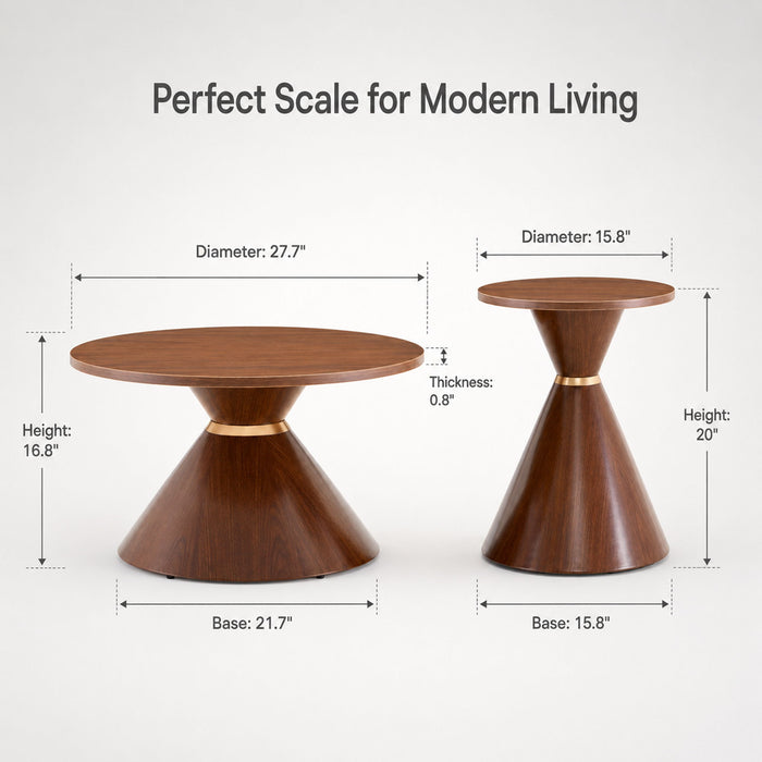 2 Piece Round Coffee Table Set For Living Room Home Essentials