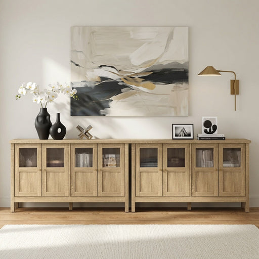 Buffet Cabinet With 4 Doors, Adjustable Shelves Handles - Natural Home Essentials