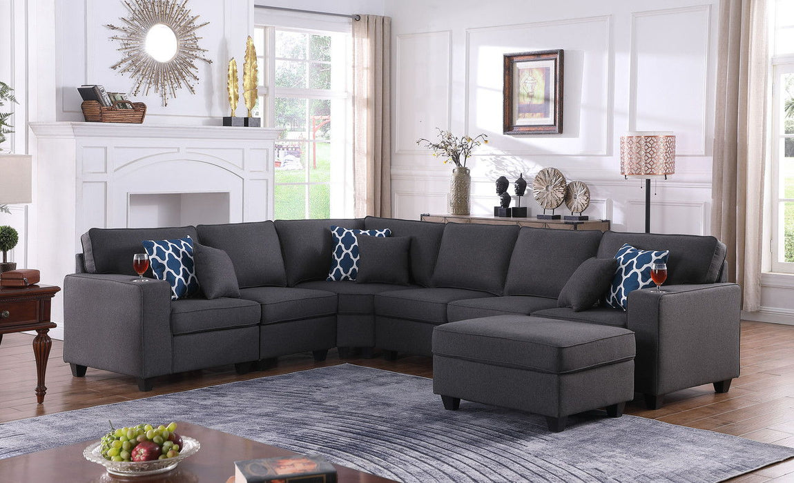 Cooper - Comfort Sectional Sofa With Ottomans And Cupholder