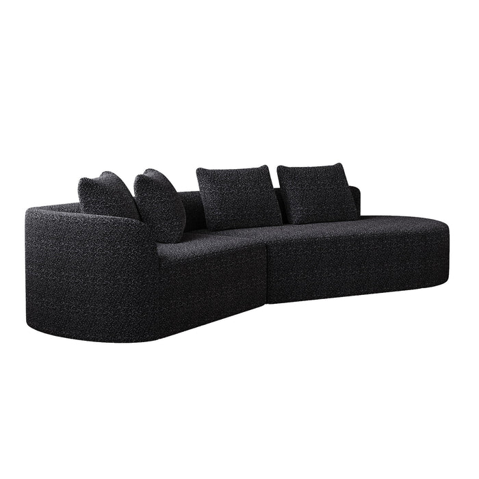 Upholstered Oversized Sectional Sofa, 4 Seater Extra Deep & Wide Curved Cloud Couch With 4 Throw Pillows For Living Room - Black Home Essentials