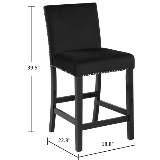 5 Piece Counter Height Dining Set With Table, Tufted Nail Head Chairs - Black Home Essentials