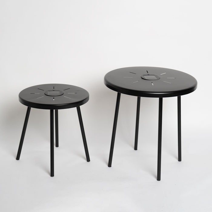 Solar Powered Side Table With LED Light, Outdoor / Indoor - Black Home Essentials