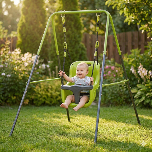 Xns001 - Baby Swing With Safety Seat Indoor / Outdoor - Black / Green Daily Nest