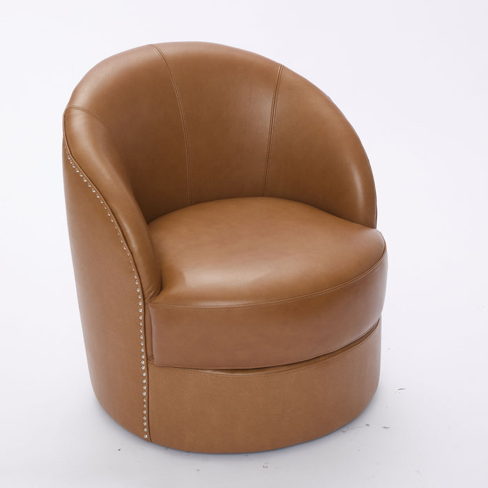 Swivel Accent Chair With 360° Smooth Spin - Black / Light Brown / Silver Home Essentials