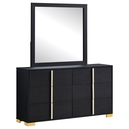 Jeremiah - 6 Drawer Dresser With Mirror - Black Furniture Max