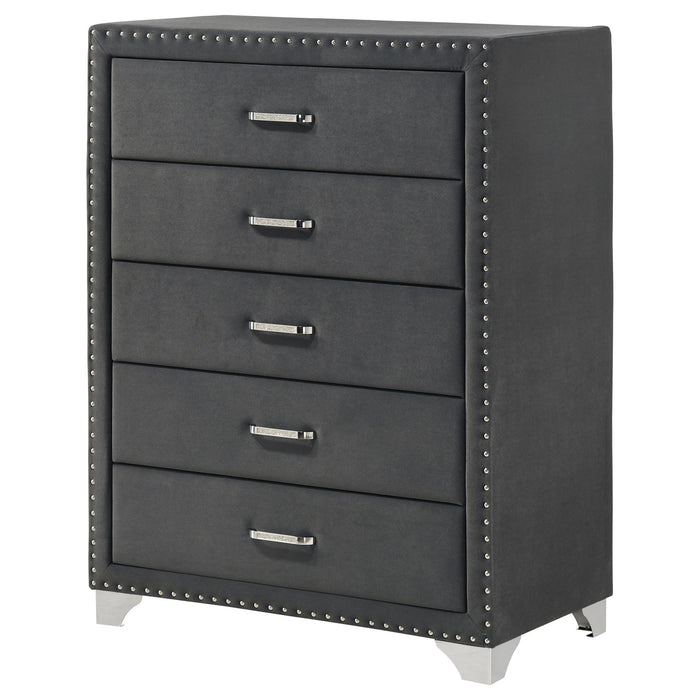 5 Drawer Bedroom Chest With Crystal Pulls Furniture Max