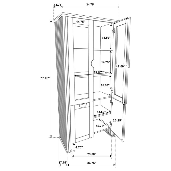 Dreydon - 4 Door Display Cabinet - Light Brown Furniture Max