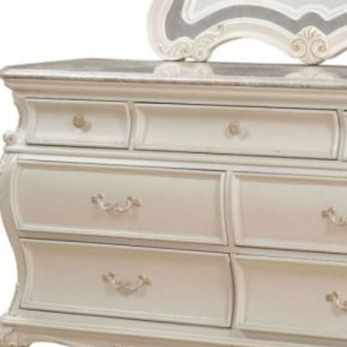 Solid and Manufactured Wood Seven Drawer Standard Dresser 66" - Pearl White