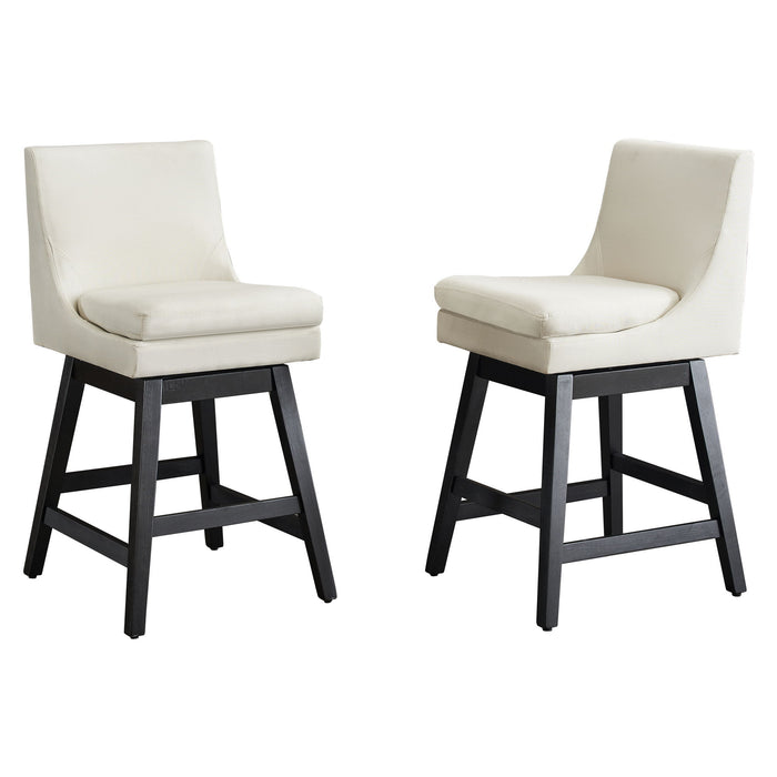 Upholstered Swivel Bar Stools With Ergonomic Design (Set of 2) - Cream White Home Essentials