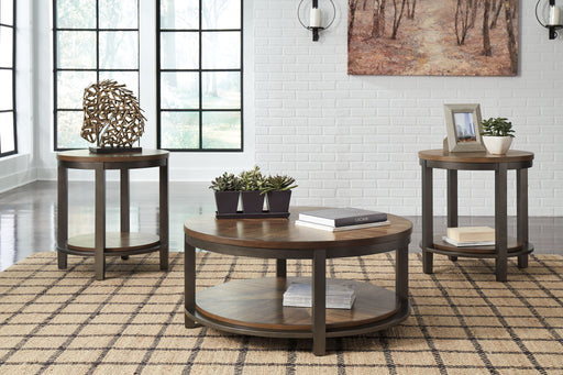Roybeck - Occasional Table Set (Set of 3) - Light Brown / Bronze Signature Design by Ashley®