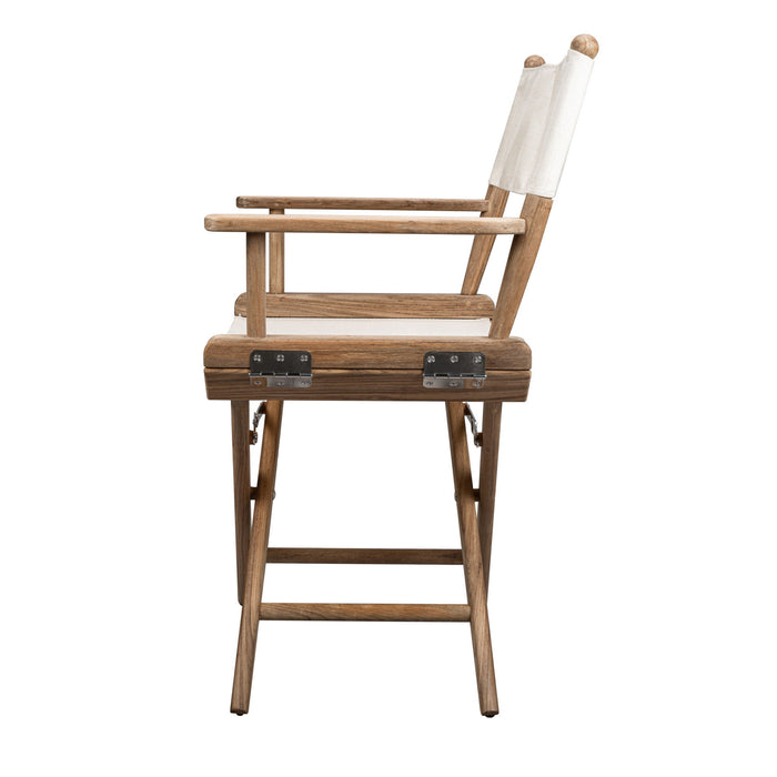 23" Wood Solid Wood Indoor Outdoor Director Chair - Brown And Ivory And Natural