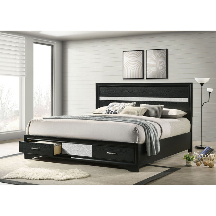 Eastern - King Storage Platform Bed 2 Drawer - Black