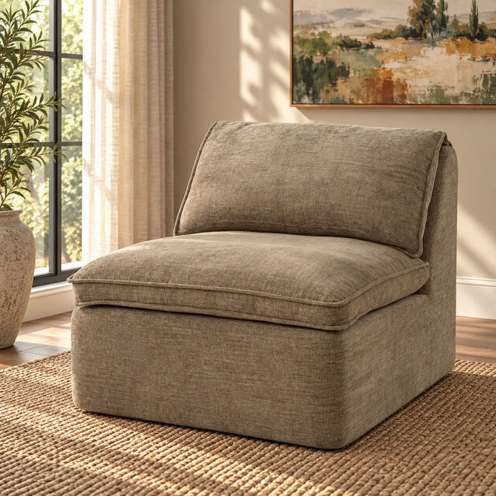 Almano - Modular Armless Chair - Light Brown Chenille ACME