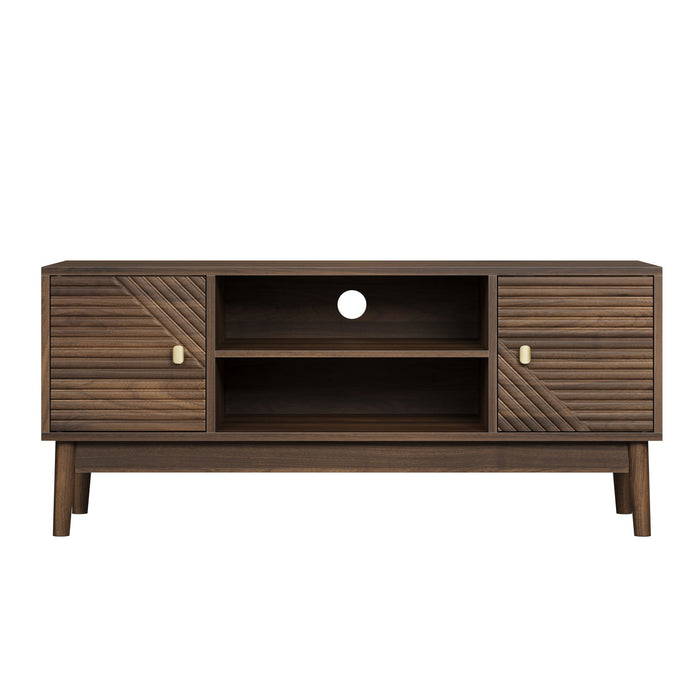 TV Stand, Entertainment Center With Storage, Media Console Table For Living Room - Walnut Home Essentials