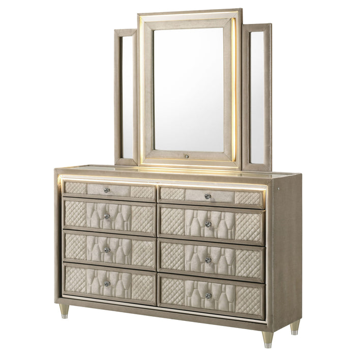 Mika - 8 Drawer LED Dresser With Mirror - Ivory Furniture Max