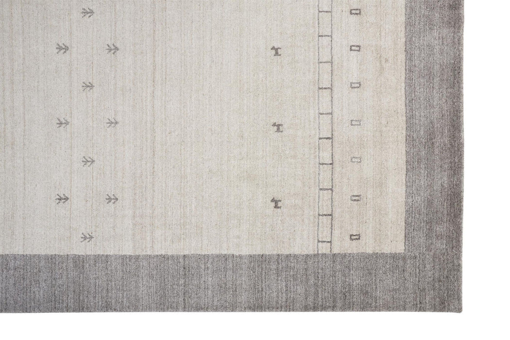 Wool Hand Knotted Stain Resistant Area Rug - Ivory And Gray - 8' X 10'