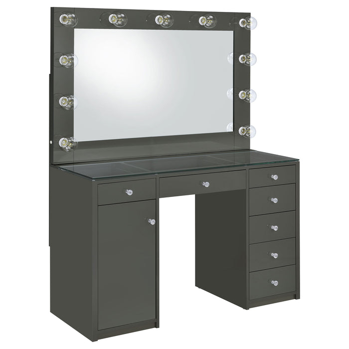 Fern - 7 Drawer Vanity Set With Mirror And Globe Lights Furniture Max