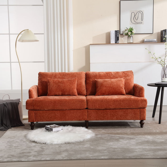 Coolmore Modern Chenille Fabric Loveseat, 2 - Seat Upholstered Loveseat Sofa Modern Couch - Dark Orange
