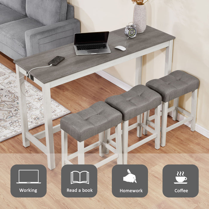 4 Piece Bar Table Set With Power Outlet Home Essentials