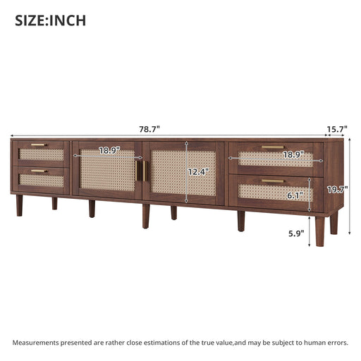TV Stand, Media Console With 4 Drawers, Soft Closing Hinges - Dark Brown Hearth and Haven