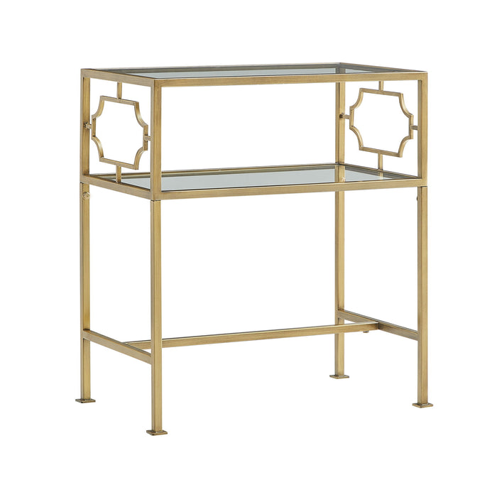 Grifton - Rectangular Glass Accent Table - Antique Gold
